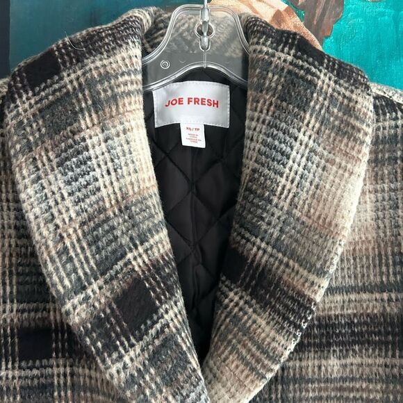 Joe Fresh Classic Plaid Pea Coat XS - Picture 5 of 16